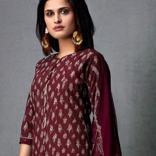 Image similar to a kashmiri paisley design in maroon and beige colors on clothes