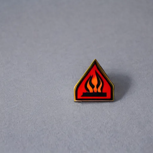 Image similar to a photo of a retro 1 9 6 0 s minimalistic clean fire warning label enamel pin, no text, studio lighting, behance