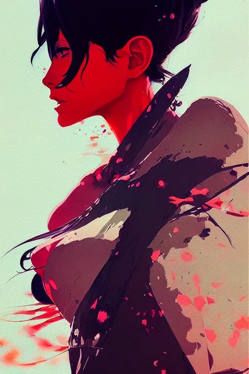 Image similar to an ultradetailed beautiful painting of a stylish woman fighter, by conrad roset, greg rutkowski and makoto shinkai, featured on artstation