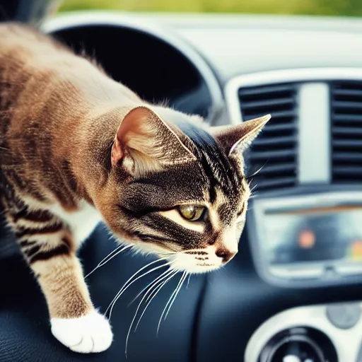 Image similar to cat driving a car