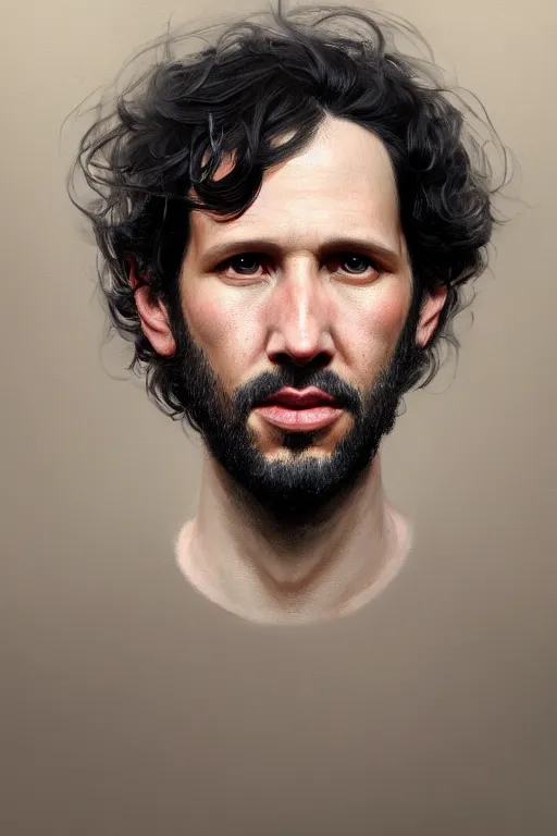 Image similar to ultra detailed close up facial portrait of bret mckenzie, extremely detailed digital painting, in the style of fenghua zhong and ruan jia and jeremy lipking and peter mohrbacher, mystical colors, rim light, beautiful lighting, 8 k, stunning scene, raytracing, octane, trending on artstation