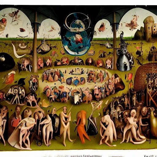 Prompt: A Concert for the Dammed, in the style of The Garden of Earthly Delights by Hieronymus Bosch, featured on Artstation
