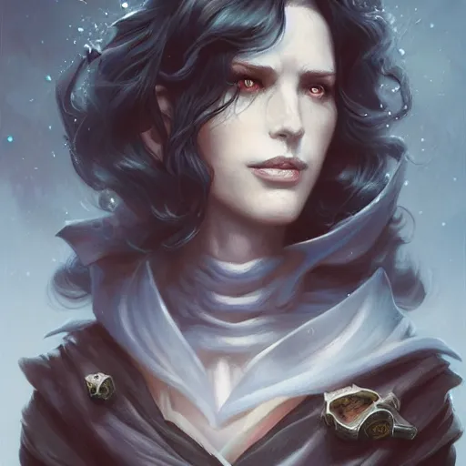 Image similar to grumpy long dark haired women, ice mage, by steve argyle by tyler jacobson by peter mohrbacher, black coat, black makeup, hyperrealistic, hyperdetailed, fantasy artwork, fantastic artwork, 4 k, trending on artstation