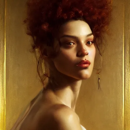 Image similar to highly detailed oil painting | very intricate | cinematic lighting | award - winning | portrait of jazzybit rouvier | by roberto ferri, by tom bagshaw, by j. c. leyendecker and klimt, american romanticism, by austin osman spare, artstation, cgsociety, official art, octane