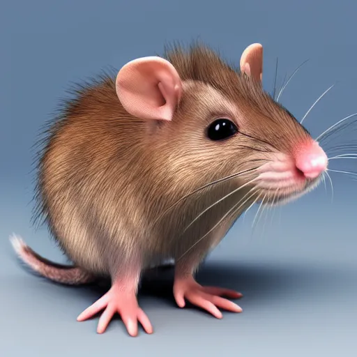 Image similar to fuzzy cute brown rat 3 d render awardwinning