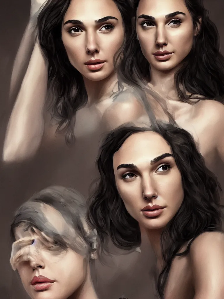 Image similar to a beautiful portrait of gal gadot by Karmen loh and, detailed, proportional, trending on art station, 4k