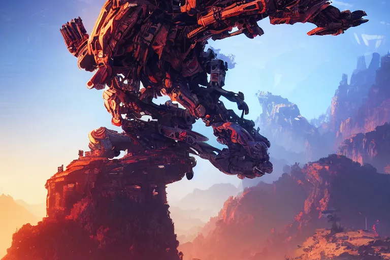 Image similar to strider machine mecanical creature robot of horizon forbidden west horizon zero dawn bioluminiscence global illumination ray tracing hdr fanart arstation by ian pesty and alena aenami artworks in 4 k