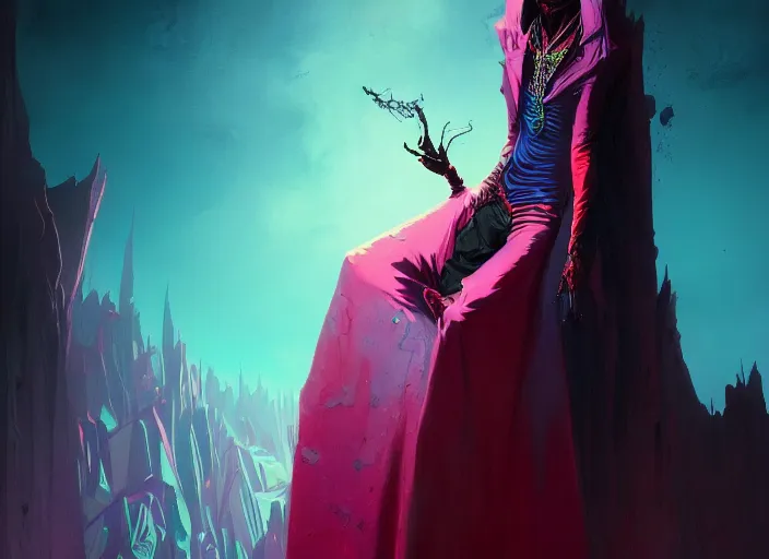 Prompt: A psychedelic vampire , vibrant color scheme, highly detailed, in the style of romanticism, cinematic, artstation, Moebius, Greg rutkowski