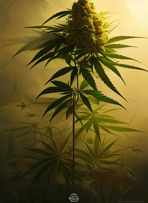 Prompt: a cannabis plant with lotus flowers, rim light, midsommar style, extremely detailed, masterpiece, artstation, cinematic lighting, photographic, by greg rutkowski and wolp