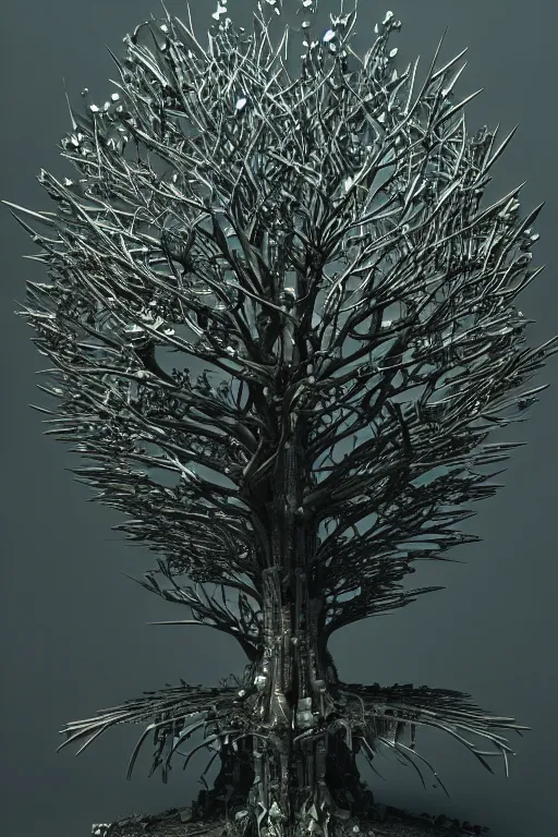 Prompt: a tree, cyberpunk style, intricate, elegant, highly detailed, smooth, sharp focus, artstation