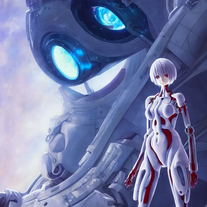 Image similar to Female Anime Character rei ayanami cyborg, giygas, epcot, inside a space station, eye of providence, Beksinski Finnian vivid Wojtek William to eye, hellscape, mind character, Environmental occlusion theme Jia, a William mans character, Artstation station female hyperdetailed with , rei ayanami