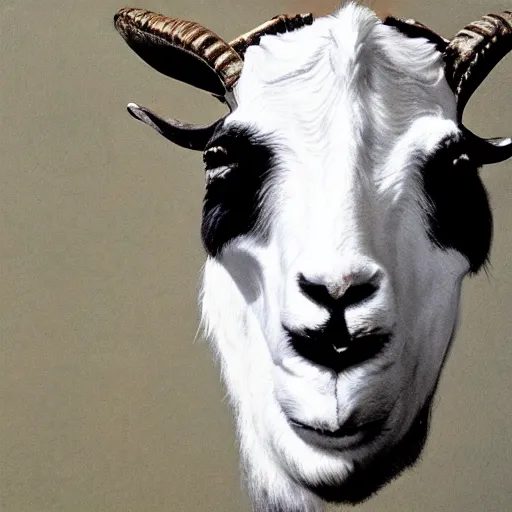 Prompt: a detailed photo of a face with a goat mask by james gurney
