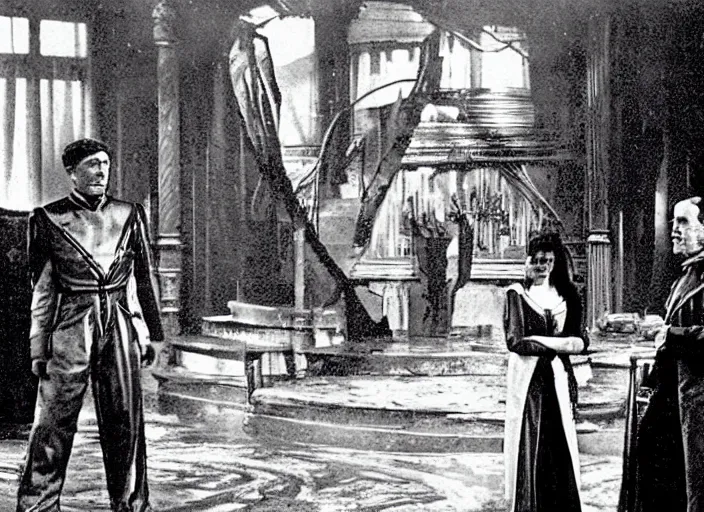 Image similar to Scene from the 1904 science fiction series Babylon 5