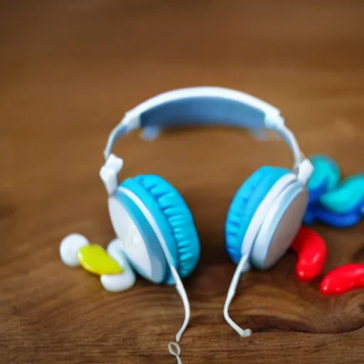 Prompt: headphones made out of candy, photo