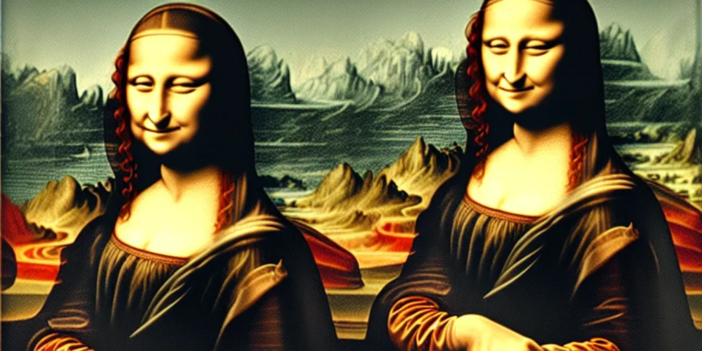 Prompt: mona lisa with the face of marcel duchamp