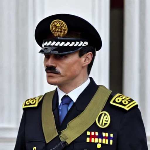 Image similar to spanish president pedro sanchez as hitler wearing a nazi uniform