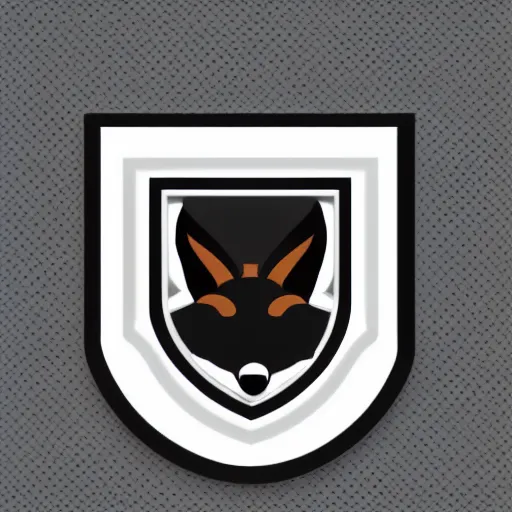 Prompt: private corporate military logo that involves foxes, white and black color scheme