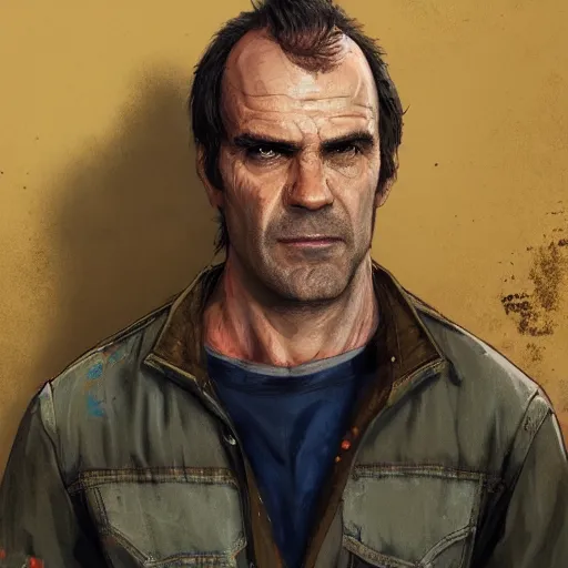 Image similar to commission portrait of trevor philips from the game gta v,character design by charles bowater,greg rutkowski,ross tran,hyperdetailed,hyperrealistic,4k,deviantart,artstation,professional photography,concept art