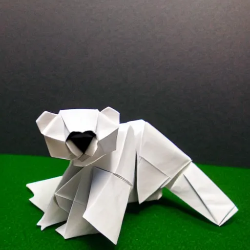 Image similar to polarbear made of origami, diorama