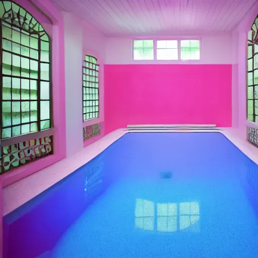 Prompt: a room with a pink pool in the middle of it, featured on tumblr, institutional critique, seapunk, aesthetic, y 2 k aesthetic