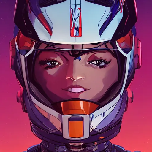 Image similar to a portrait of a stunning beautiful elite jessica jones gundam pilot, with an intricate, detailed, urban inspired hiphop afro futuristic helmet, vector behance hd jesper ejsing, rhads, makoto shinkai, lois van baarle, ilya kuvshinov, rossdraws, hd, 3 2 k, ilya kuvshinov, gustav klimt