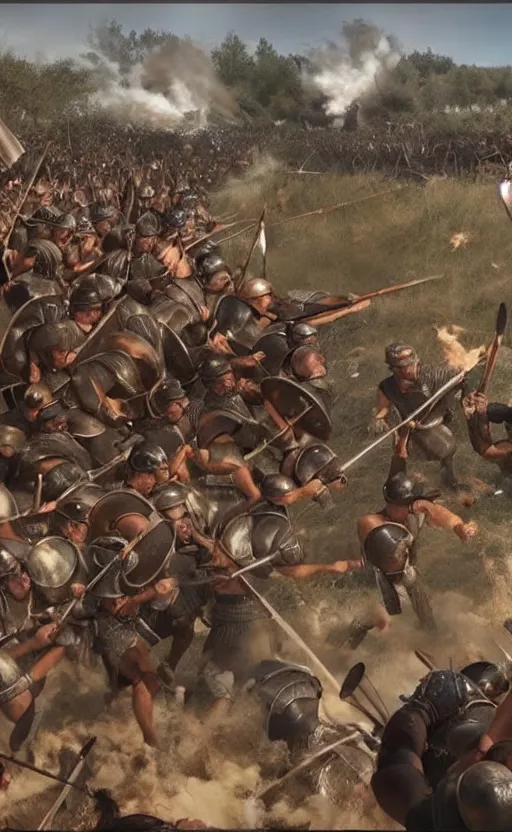 Image similar to gopro footage of the battle of troy, hyperrealistic, unreal engine