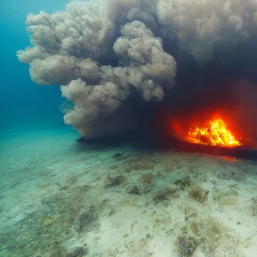 Image similar to photo of a burning building underwater