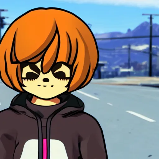 Prompt: Frisk from undertale in GTA V,