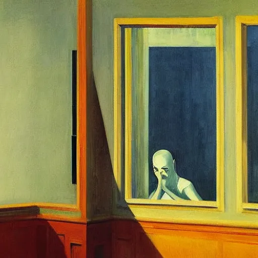 Image similar to A ghost in a living room flooded by water by Edward hopper