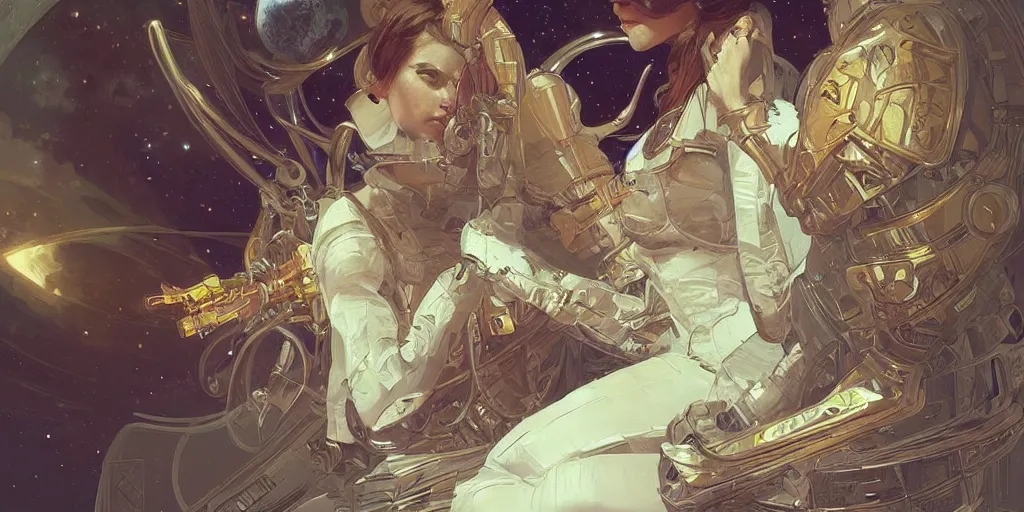 Prompt: digital artwork astronaut fantasy, intricate, elegant, highly detailed, digital painting, artstation, concept art, matte, sharp focus, illustration, art by Artgerm and Greg Rutkowski and Alphonse Mucha