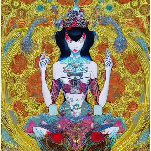 Prompt: juggle Gilded lotus princess oriental, james jean