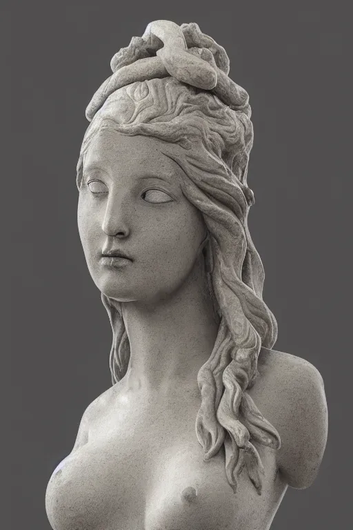 Image similar to mnemosine goddess statue sculpted in volcanic rock with silver threads, made by antonio corradini and bernini, ultrarealistic, detailed, 8 k