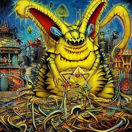 Image similar to demonic sandshrew concept art jacek yerka jackson pollock basquiat chris cold Vladimir Tretchikoff kitsch