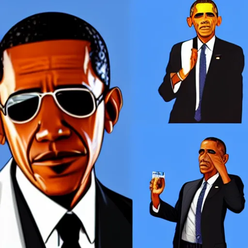 Prompt: obama and the parliement, gta vice city art styles