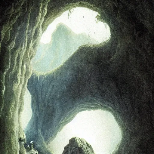 Prompt: a large ( fungal grasshopper ) in a dark cave, fantasy art