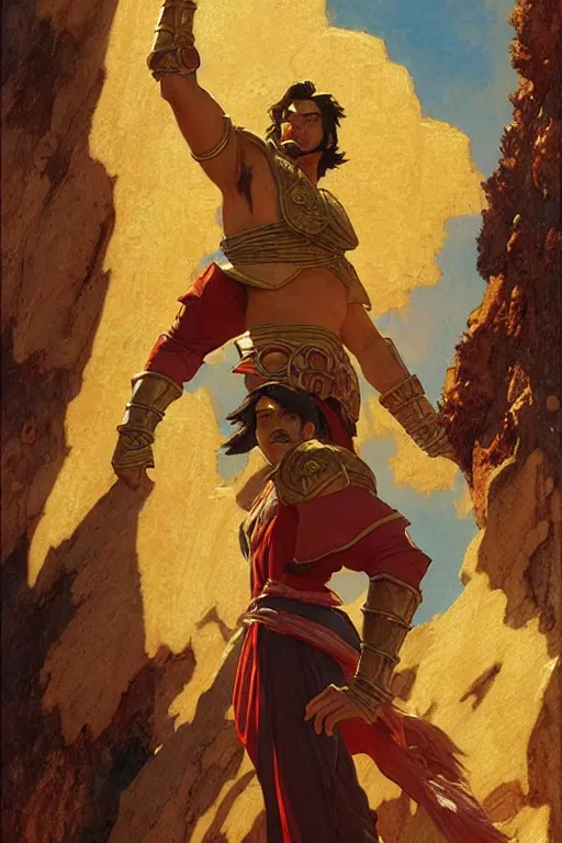 Prompt: tales from earthsea, attractive beefy male with armor, character design, dynamic lighting, cool and bright tint, painting by gaston bussiere, craig mullins, j. c. leyendecker, tom of finland