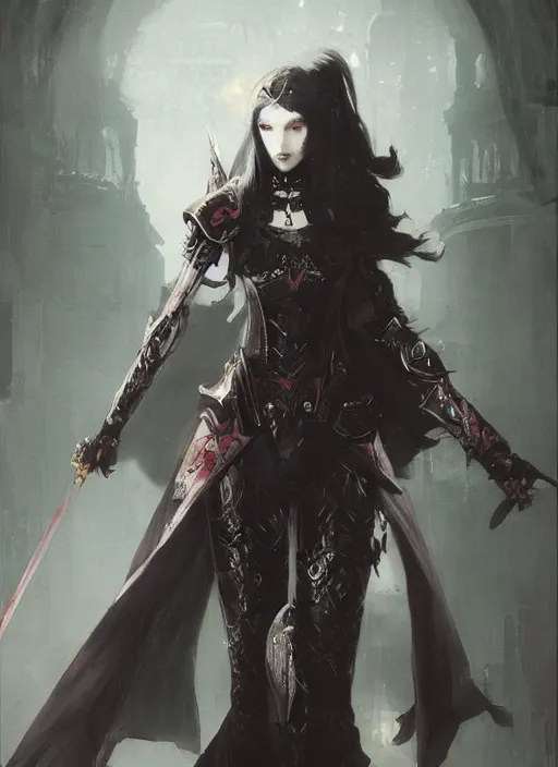 Image similar to imperial princess knight gothic girl. by ruan jia, by robert hubert, illustration