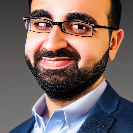 Image similar to photo realistic portrait of tech company stabilityai ceo emad mostaque