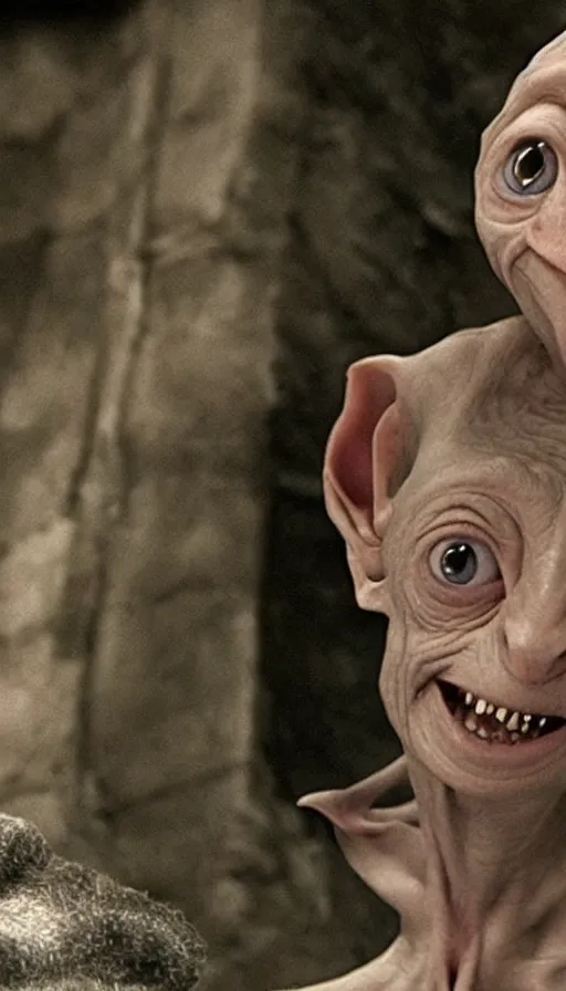 Image similar to dobby gollum testifying in court, cinema still