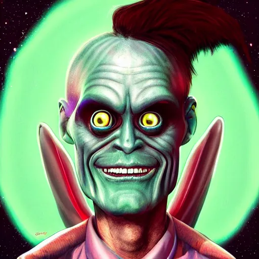 Image similar to digital art of Jim Carrey disguised as aliens extraterrestrial, artstation,8k, detailed,hd,hq,award winning art