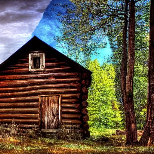 Image similar to old cabin, XF IQ4, 150MP, 50mm, f/1.4, ISO 200, 1/160s, natural light, Adobe Photoshop, Adobe Lightroom, DxO Photolab, polarizing filter, Sense of Depth, AI enhanced, HDR