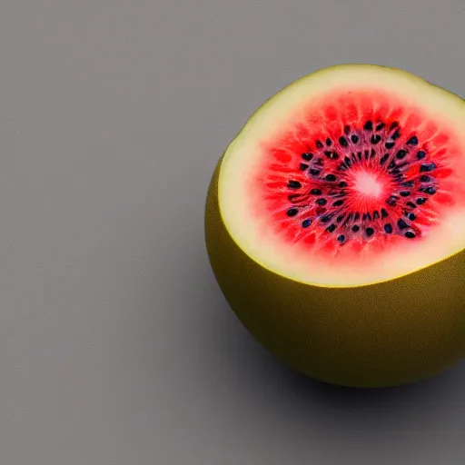 Image similar to centered hyper-realistic single piece of fruit, gray background