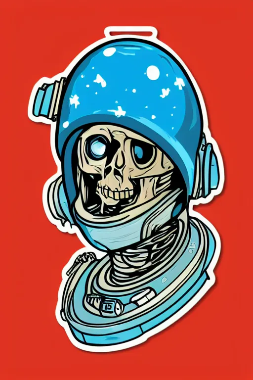 Image similar to portrait of a astronaut skeletor, art by steve simpson, sticker, colorful, illustration, highly detailed, simple, smooth and clean vector curves, no jagged lines, vector art, smooth