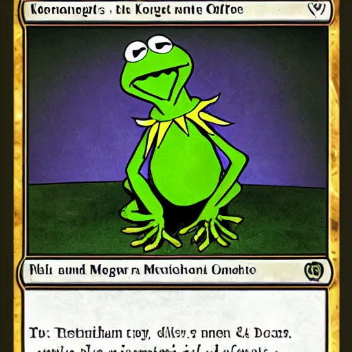 Image similar to kermit the frog as a magic the gathering card