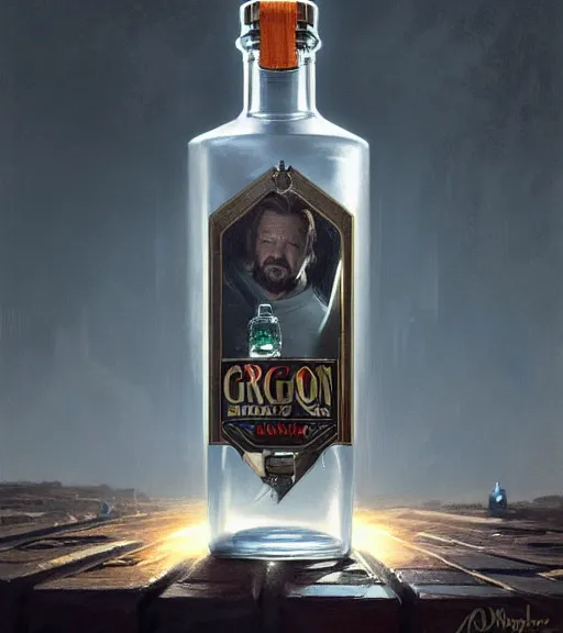 Prompt: qui gon in a gin bottle. magical atmosphere. art by greg rutkowski. lifelike. very detailed 8 k. intricate. soft light. nikon d 8 5 0.