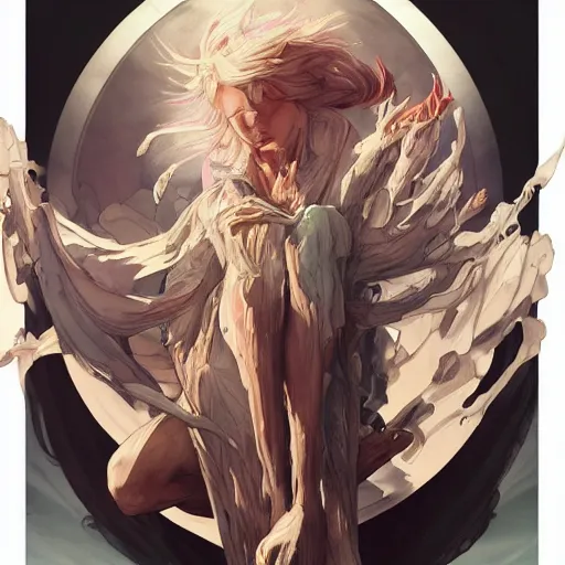 Image similar to god covered in bleach, with rhinestone eyes, covered in paralytic dreams, future pixels, illustration trending on artstation, anime. by hayao miyazaki and rossdraws and artgerm and greg rutkowski and alphonse mucha and studio ghibli and ilya kuvshinov. high quality, stunning, intricate detailed environment. 8 k