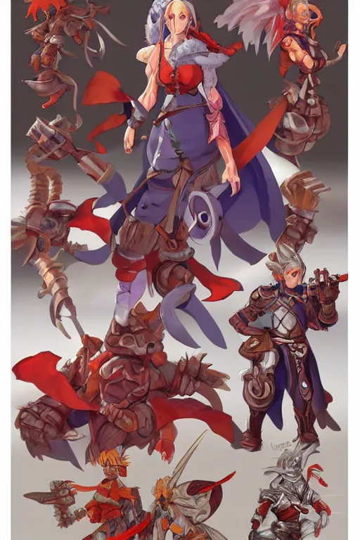 Image similar to character of breath of fire 4 by the artist Alessandro pizzi . Rendering the full body . Sharp focus, full of details, by utsurowazaru mono and Jason Nguyen , art book, trending on artstation and cell shading