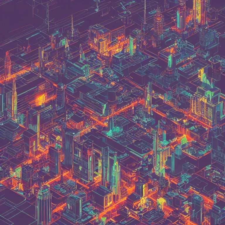 Prompt: isometric view illustration of a Cyberpunk Moscow, highly detailed, by James Gilleard and Bruce Pennington