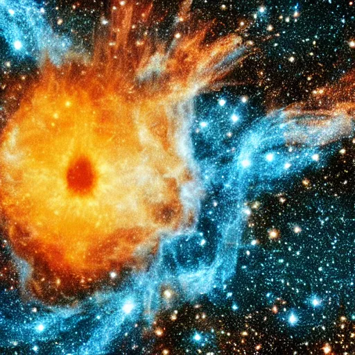 Prompt: a supernova that looks like donald trump
