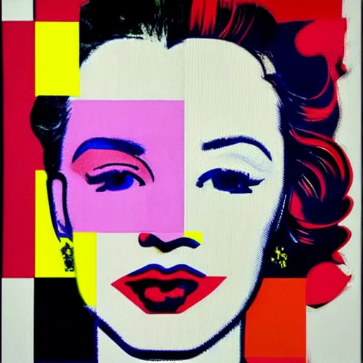 Image similar to beautiful robot female portrait in block colour by james jean, by andy warhol, by roy lichtenstein, by egon schiele